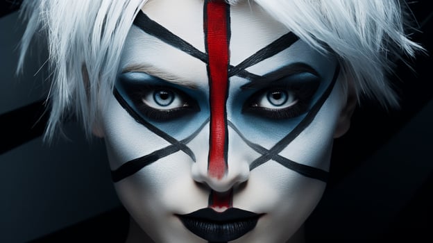 dramatic makeup with bold black and red design photo