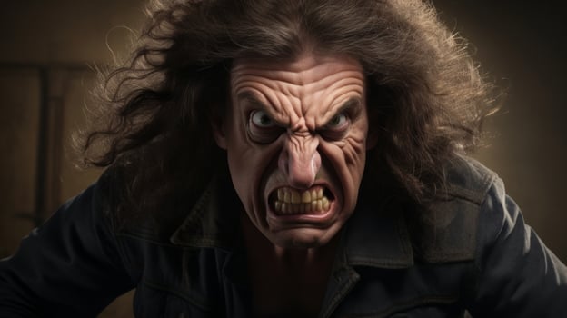 Angry and frightening face of a monster photo
