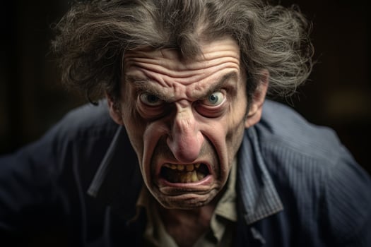 Frightening Angry Man with Intense Expression photo