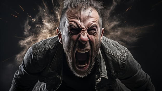 Intense angry man screaming photo