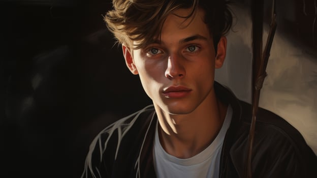 Pensive young man with thoughtful expression photo