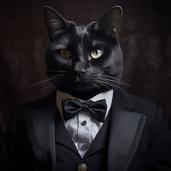 Elegant black cat in formal attire photo