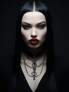 dark and mysterious woman with dramatic makeup and jewelry photo