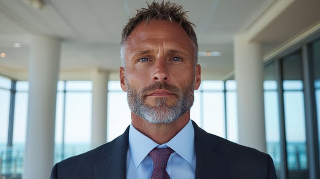 Portrait of a confident businessman in a modern office photo