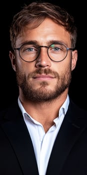 Portrait of a handsome businessman wearing glasses photo