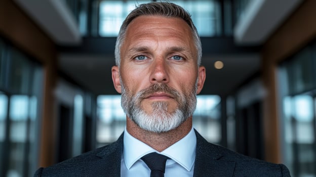 Portrait of a confident businessman in a modern office building photo