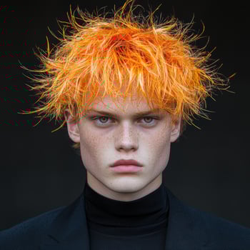Stylish young man with bright orange hair photo