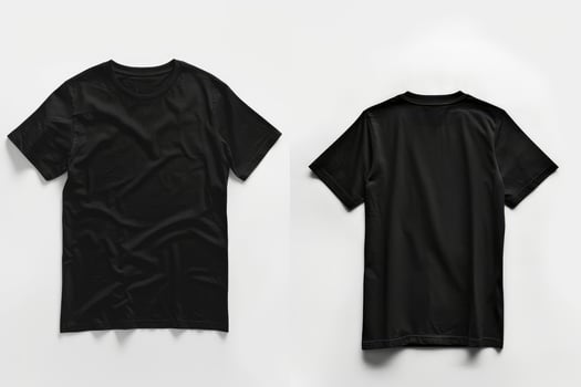 Black T Shirt Displaying Front And Back Views photo