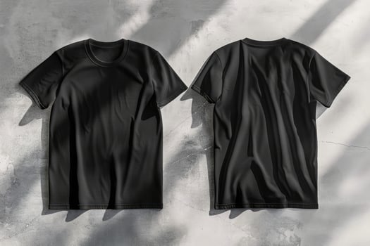 Two Black T Shirts Displayed Front And Back photo