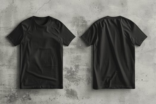 Black T Shirt Mockup Front And Back Views close up photo
