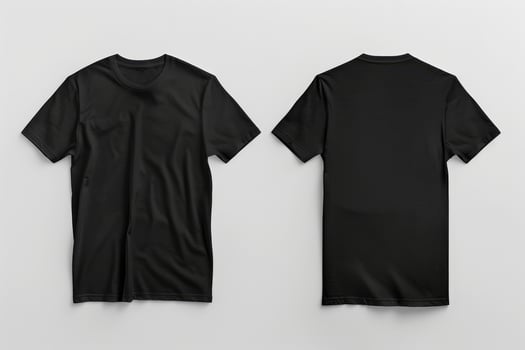 close up Black T Shirt Mockup Front And Back View photo