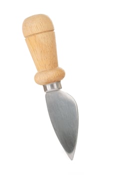 Cheese knife with wooden handle, isolated on white photo