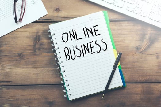 online business written on notebook photo
