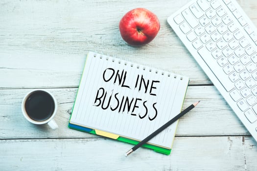 online business written on notebook photo