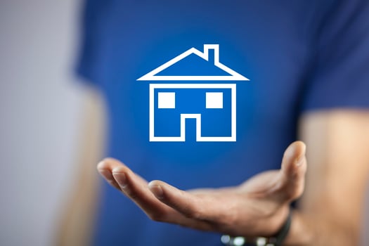 man hand house in screen photo
