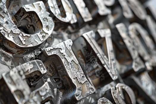 A close up of a collection of old metal letters photo