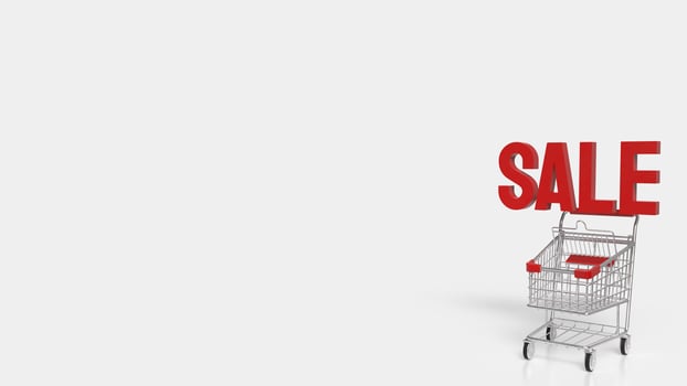 The Shopping cart and sale text for marketing or promotion concept 3d rendering. photo