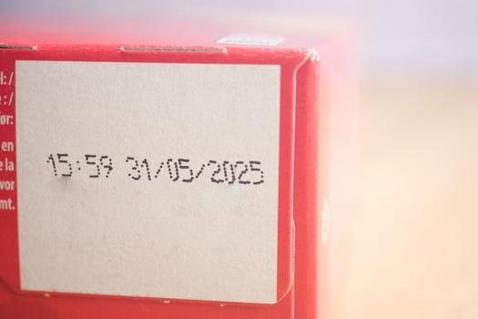 Closeup of expiry date on a packet photo