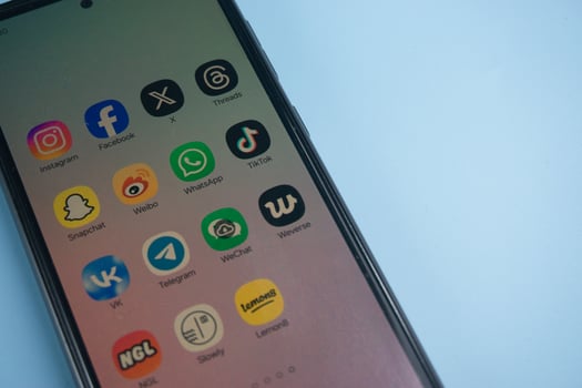 Smartphone Display Featuring Social Media and Messaging Application Icons photo