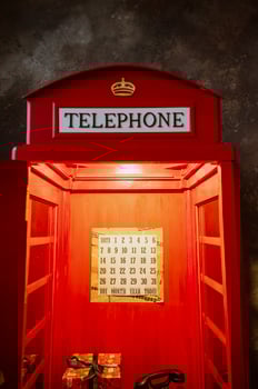 telephone booth, red in the interior photo
