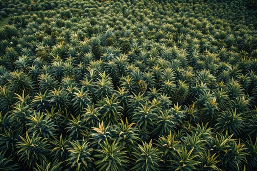 Lush Green Pineapple Plantation Rows Of Plants photo