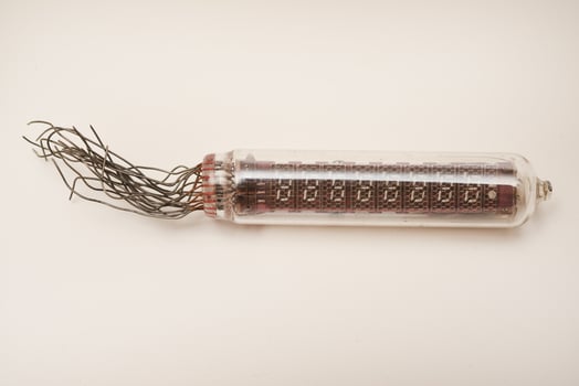 Old lamps from radio electronics. Lamps from calculating devices and lighting. photo