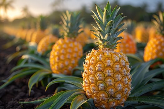 Pineapples Growing In A Tropical Plantation photo