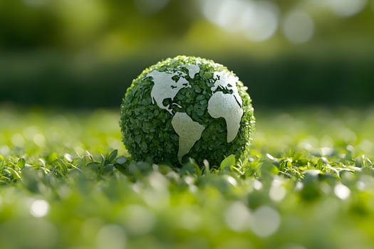 Eco-Friendly Global Concept Featured on a Green Earth with Nature Background photo