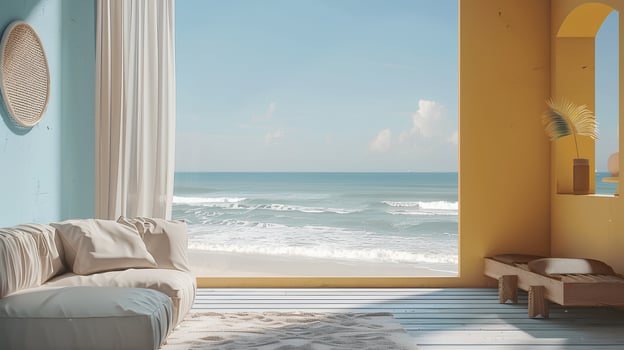 Bright Coastal Living Room with Ocean View photo