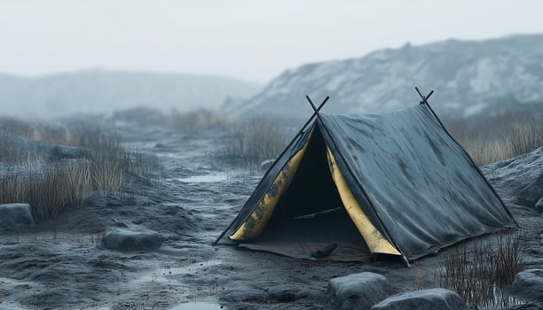 A tent shelter in cold environment survival tourism holiday wheather extreme photo