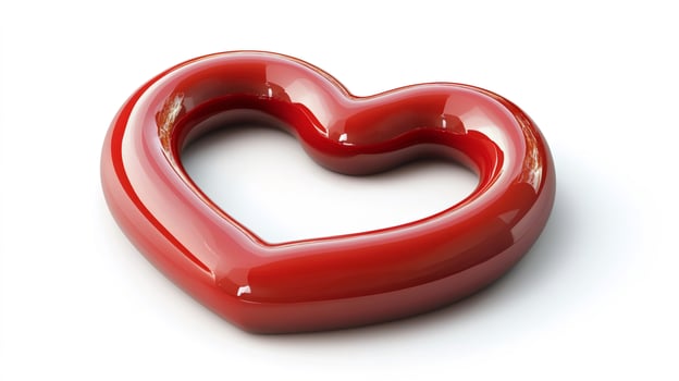 Glossy red heart symbolising love and romance on white background photo