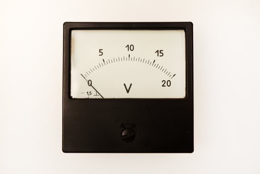 Measuring device. An old voltmeter. Arrow voltage meter. photo
