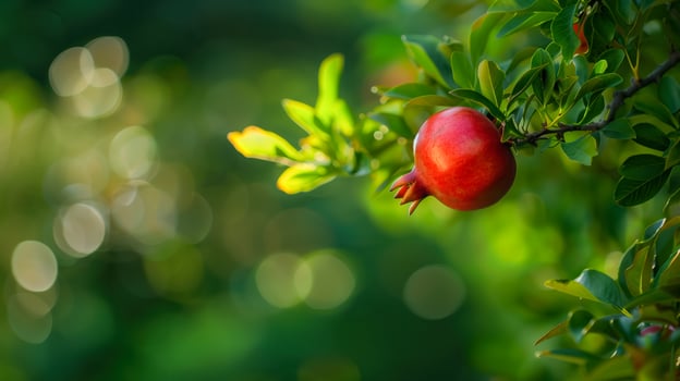 Ripe pomegranate fruits on a tree branch photo