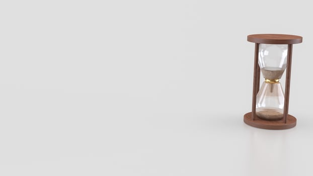 The Sand clock on white Background for Business concept 3d rendering. photo