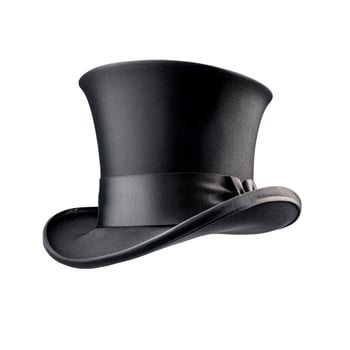 Classic black top hat with satin ribbon, perfect for formal occasions photo