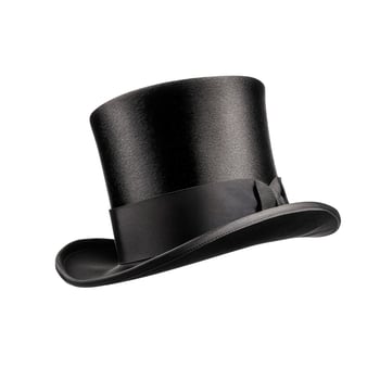 Classic black top hat with smooth finish and elegant design. Perfect for formal occasions and theatrical performances photo