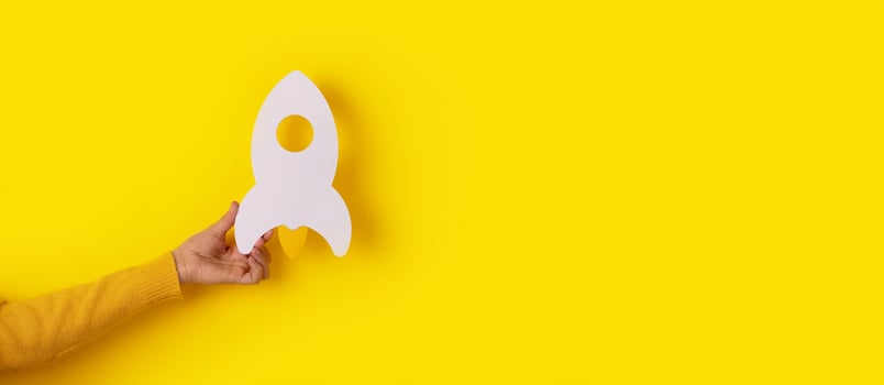 rocket in hand mockup photo