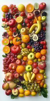 Colorful arrangement of assorted fruits on a white background photo