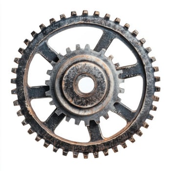 Vintage metal gear showcasing intricate design and weathered texture from a bygone era in mechanical history photo