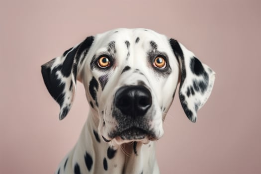 Portrait of a sad dalmatian dog on isolated background photo