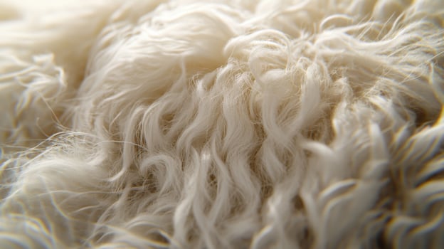 Close-up view of soft, fluffy white wool texture under natural light photo