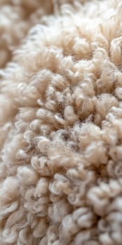 Close-up view of soft wool fibers with natural curly texture photo