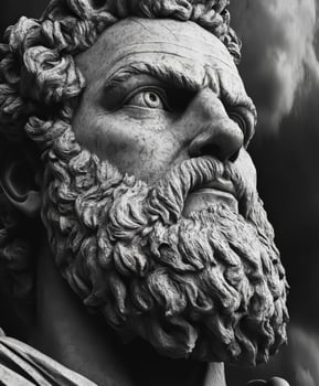 Classic marble sculpture of a bearded man showcasing intricate details photo