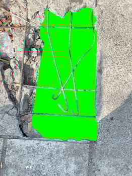 Broken concrete with hole green screens photo
