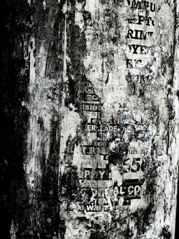 Broken poster on the wall for background photo
