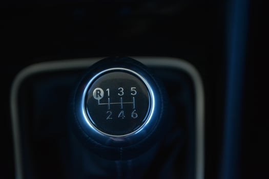 Close up of a manual car's gear stick Six speed transmission photo