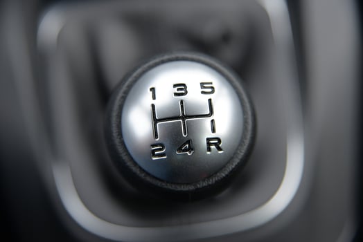 Close up of a manual car's gear stick Five speed transmission photo