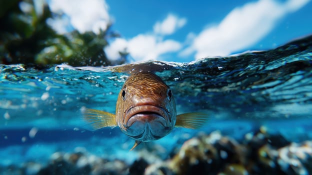 A close up of a fish swimming in the ocean photo