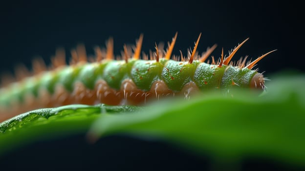 A close up of a caterpillar on a leaf photo