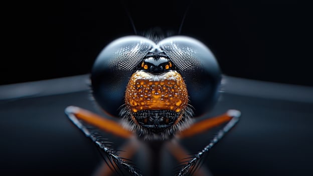 A close up of a dragonfly's face photo